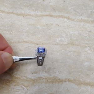 Tanzanite and diamond white gold ring